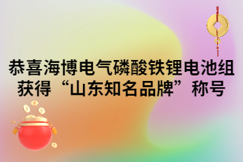 恭喜海博電氣磷酸鐵鋰電池組獲得“山東知名品牌”稱號